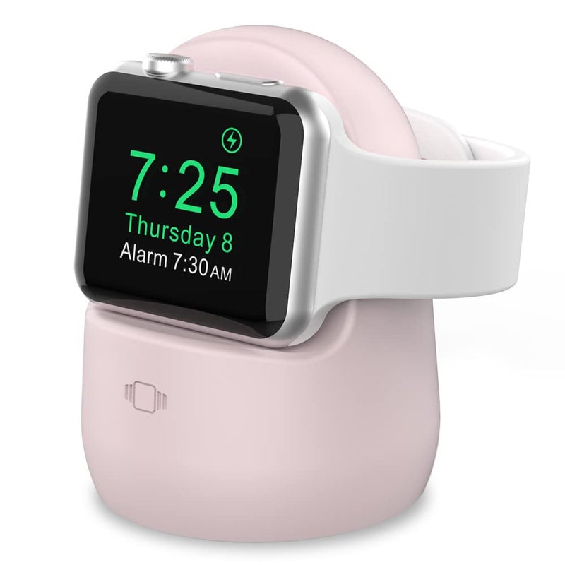 AhaStyle iWatch Stand Silicone Charging Dock Holder for Apple Watch Ultra 2, Ultra, SE2, Series SE, 7 6 5 4 3 2 1 (45/44/42/41/40/38mm), (Pink) - Image 1